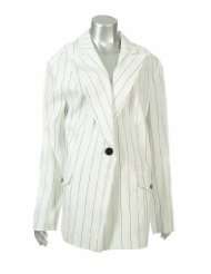 Sutton Studio Womens White Pinstripe Blazer Jacket 22W [Apparel 