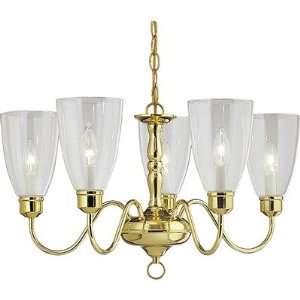  Americana 5 Candle Light Chandelier with Glass Shades 