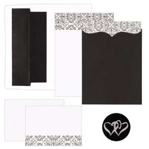 White and Black Scroll Pattern and Pocket DIY Invitations Kit (25/pack 