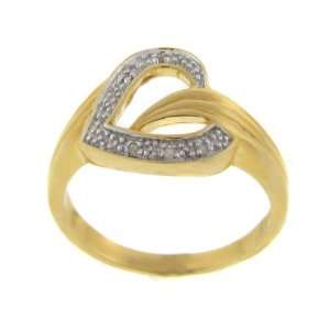   18k Over Sterling Silver Diamond Accent Heart Ring Size #10 Jewelry