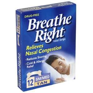 Breathe Right Nasal Strips, Sm/Med, Tan, 12 strips