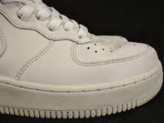 BOYS NIKE AIR FORCE ONE AF1 SZ: 6 Y WHITE LEATHER HIGH TOP SHOES 