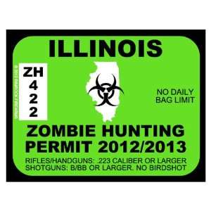  Illinois Zombie Hunting Permit 2012 (Bumper Sticker 