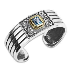 : Athena Jewelry Sterling Silver and 14k Gold Sky Blue Topaz Goddess 