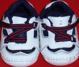 NEW Boys Infants/Toddlers Baby TKS White/Blue Velcro Leather 