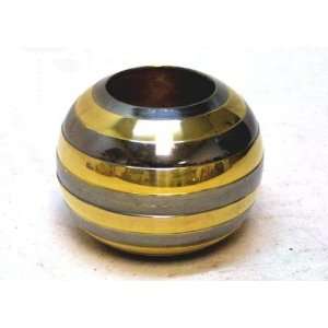  Spherical Modern Style Brass & Grey Black Striped Vase 