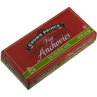 Crown Prince Flat Anchovies in Olive Oil, 2 Ounce Cans (Pack of 25)