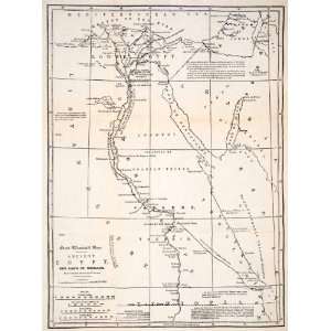 1929 Print Map Ancient Egypt Canal Mines Mizraim Pyramids Thebes Magna 