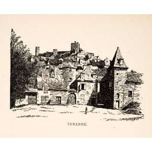  1894 Wood Engraving Turenne France City Architecture Art Correze 