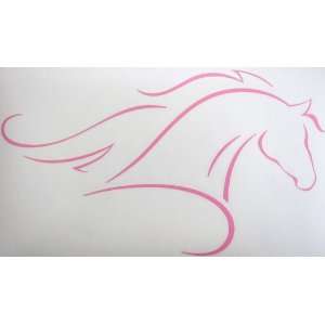 Sm Pink Line Art Arabian or Morgan with Flowing Mane Horse 