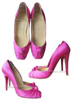   Christian Louboutin Fuchsia Pink Satin Viva Lolo 100 Crepe Heels