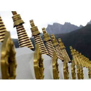  Golden Stupas, Buddhist Temple, Ganzi, Sichuan, China 