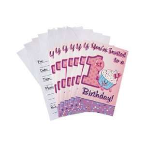 1st Birthday Cupcake Invitations   Invitations & Stationery 