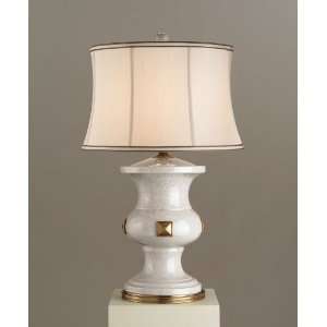   Antique White Porcelain/ Antique Brass Forecast Table Lamp with Cream