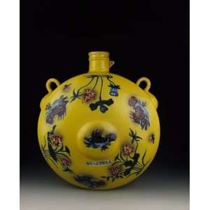  Porcelain Flat Moon Vase(B&R), Chinese Antique Porcelain, Pottery 