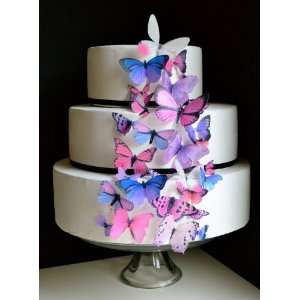 Edible Butterflies ©   Set of 30 Pink and Purple  Cake Decorations 