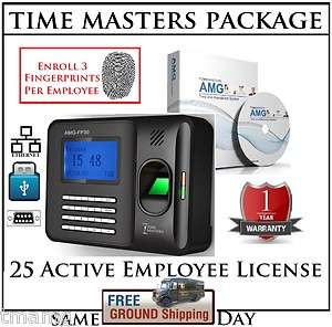 NEW BIOMETRIC FINGERPRINT EMPLOYEE PAYROLL TIME CLOCK w/25 EMPLOYEE 