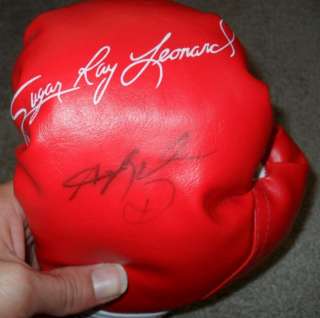 SUGAR RAY LEONARD Signed Mini Boxing Glove 2 JSA  