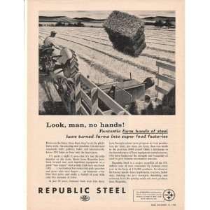   Steel Automatic Hay Baler Farm Print Ad (15949)