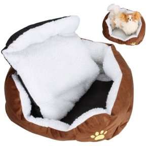  Pet Cat Dog Bed Cuddler Bed Pad Mat   Coffee and White 