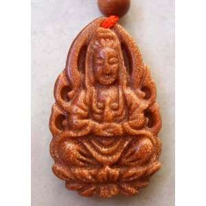  Goldstone Tibetan Buddhist Mercy Kwan yin Amulet Pendant 