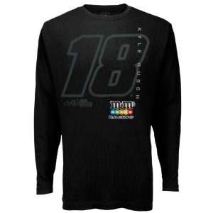  #18 Kyle Busch Black Thermal Long Sleeve T shirt Sports 