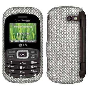 Verizon LG VN530 Octane Phone Silver Crystal Full Bling Stone Hard 