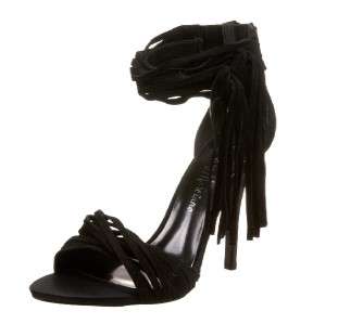 NEW MARCIANO GUESS OPA SUEDE LEATHER HEELS FRINGE ANKLE WRAP SANDALS 7 