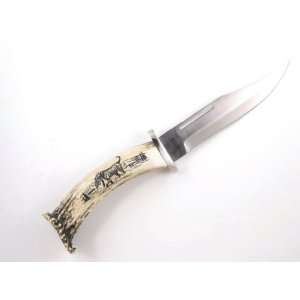  Silver Stag Scrimshaw Series Deep Valley Hunting Knife D2 