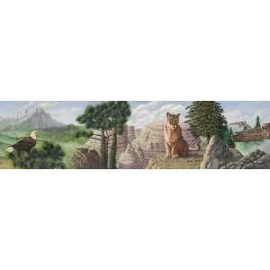  Mountain Wildlife Panorama Mural Style Wallpaper Border by 