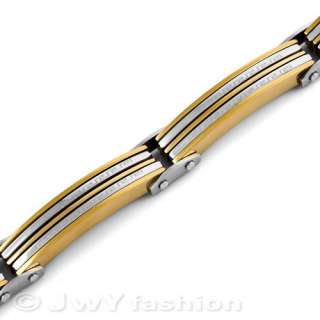 MENS Silver Gold Stainless Steel Bracelet Cuff Bangle vc828  