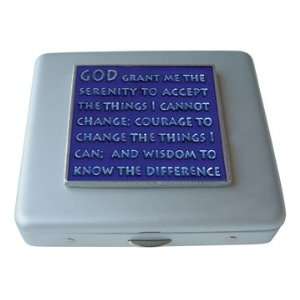  Serenity Prayer Large Mirror Pill Box: Health & Personal 