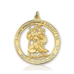  14k Yellow Goldold Small Circle St. Christopher Medal 