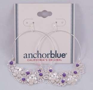 12 Pair of Anchor Blue Flower Earrings #E1075  