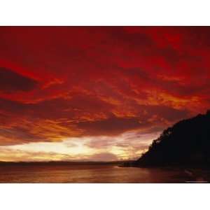 Red Sky, Sunset Over the Bay, Gisborne, East Coast, North Island, New 