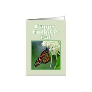 Happy Birthday, Pat, Monarch Butterfly on White Milkweed Flower Card