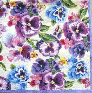Pansy or Viola Purple Cream luxury paper napkins new 20  