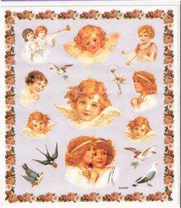 Victorian Cherub baby children angel Stickers glitter 3  