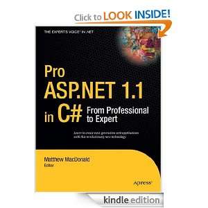 Pro ASP.NET 1.1 in C# From Professional to Expert Matthew MacDonald 