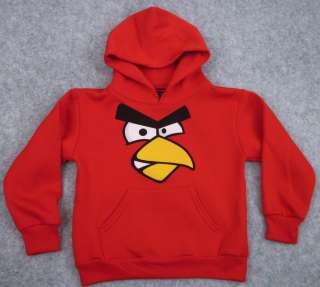 ANGRY BIRDS Hooded Sweatshirt Red Angry Bird Hoody Childrens Hoodie 