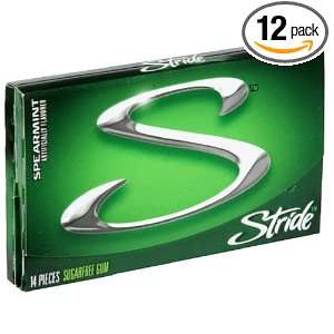 Stride Sugarfree Gum, Spearmint, 14 Count Packs (Pack of 12)  