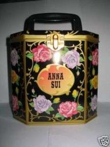 ANNA SUI AUTHENTIC Black Rose Tin Box with Handle  