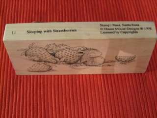 1998 House Mouse Rubber Stamp Sleeping w/ Strawberries  