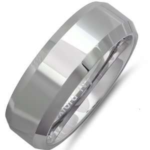 8mm Beveled Edge Comfort Fit Tungsten Carbide Wedding Band ( Available 