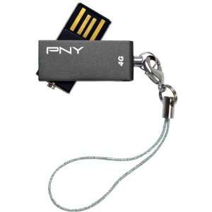  New Attach 4GBMicro Swivel USB Flash Drive   Gray   CM1635 