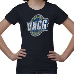 UNCG Spartans Youth Distressed Primary T Shirt   Navy Blue   