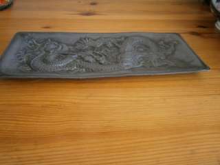   detailed dragon antique japanese antimony metal meiji dragon tray