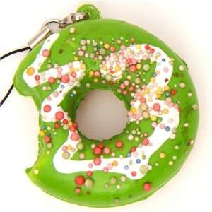  green donut squishy charm with colourful sprinkles Toys & Games
