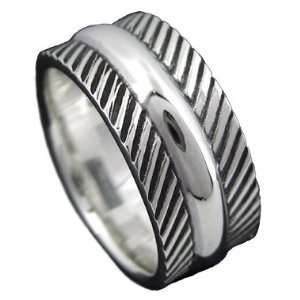  925 Silver 8mm Etched Band Ring Size 12.5 Jewelry