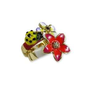  Betsey Johnson Hawaiian Luau Ladybug Stacking Ring Set 